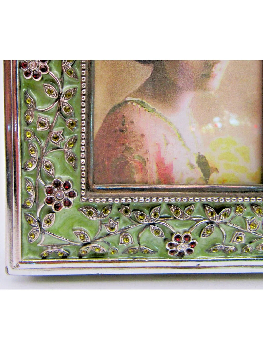 Edgar Berebi Limited Edition Jeweled and Enameled Green Table Frame